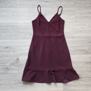 Express Burgundy Wine Red Ruffle Fit & Flare Dress Womens Small Cocktail Nwt